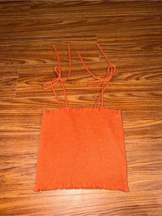 wild fable Tops - wild fable Orange Smocked Tie-Shoulder Crop Top
